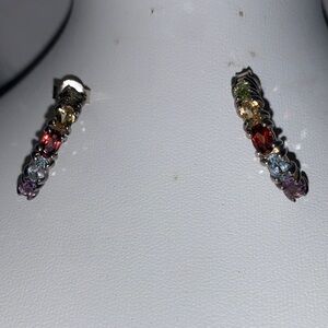 Colorful Sterling Silver Gemstone Hoop Earrings